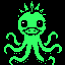 Punky the Punkypus bobbing up and down and blinking